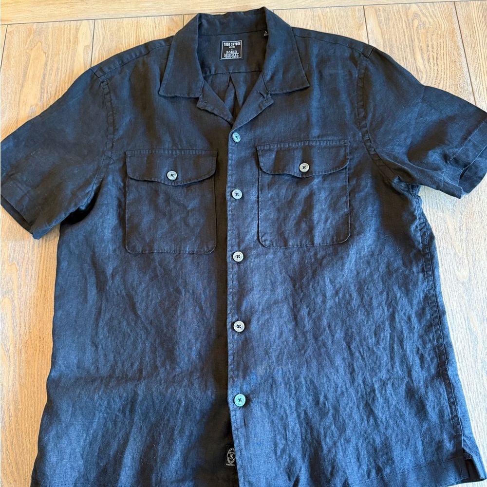 Todd Snyder Black Irish Linen Shirt